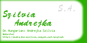 szilvia andrejka business card